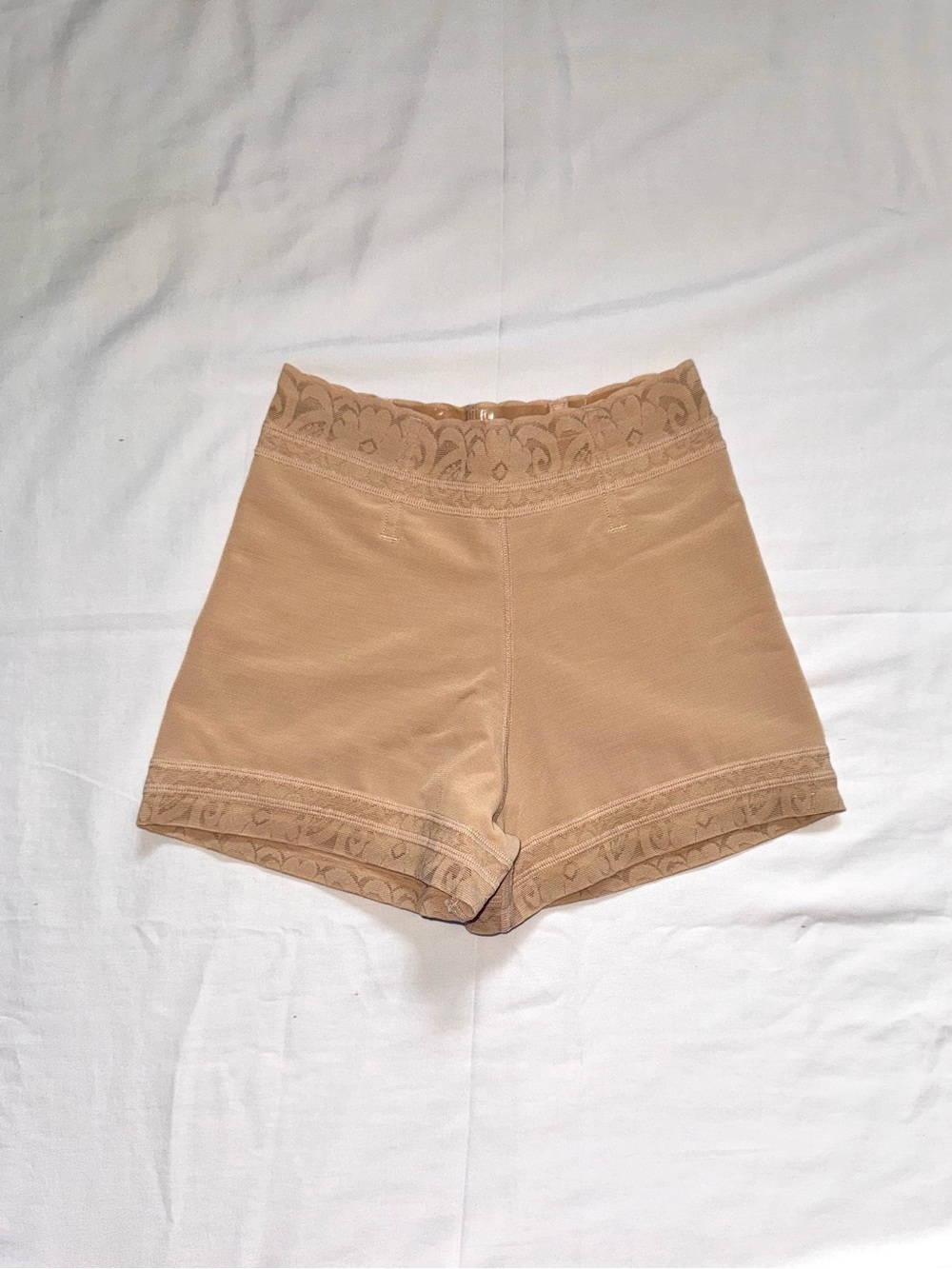 Nude Lace-Trim High Waist Shaping Shorts